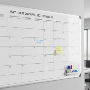 Detailed look at the spacious daily boxes on the four month dry erase calendar for easy planning.
