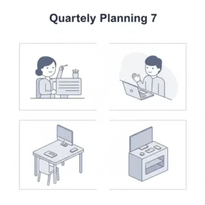 Template showing the detailed quarterly planning layout on the 4 month calendar dry erase board for goal tracking.