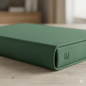 Close-up of the durable hard cover planners material, showing premium paper and rounded corners.