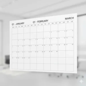 Blank, large-format template of a Quarterly Wall Calendar mockup for customized 90-day planning.