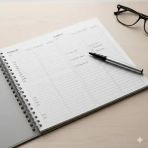 Close-up of a single day in the 2026 hourly planner, highlighting the 30-minute time increments and a dedicated to-do list space.