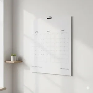 Simple, minimalist design of a Quarterly Wall Calendar showing three months for easy overview.
