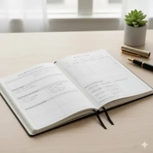 Two year monthly planner showing dedicated pages for goal setting and tracking, essential for achieving personal and professional milestones.