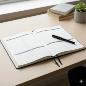 View of the back sections of the two year monthly planner including pages for contact information and extra space for notes and lists.