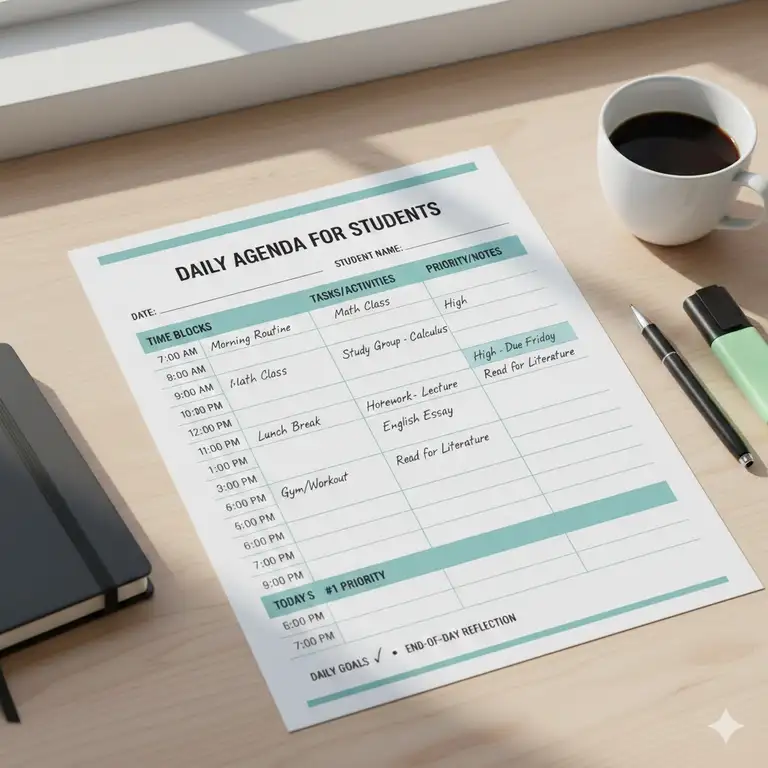 7 Powerful Secrets to a daily agenda for students: Conquer Your Courses!