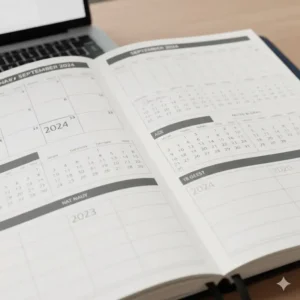 A close-up view of the spacious monthly grid layout design inside the 17 month monthly planner.