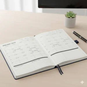 Monthly calendar overview page in a 2026 appointment planner for long-term scheduling and goal tracking.