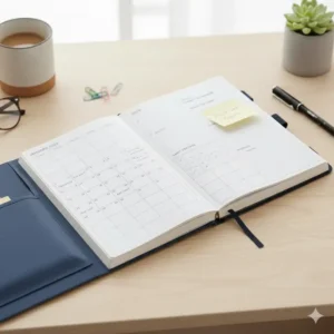 Weekly planning pages and goal trackers found in the 2026 planner with pockets.