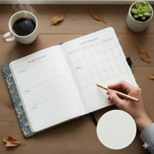 Testing the thick and bleed-resistant paper quality of a 2026 hardcover planner.