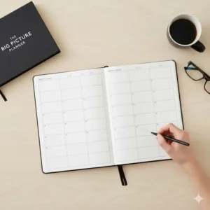 The clean, minimalist gray design option for the monthly planner big, suitable for a modern office environment.