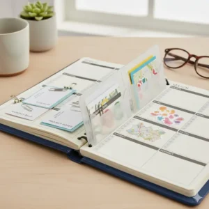 Durable tab dividers with additional storage in this 2026 planner with pockets.