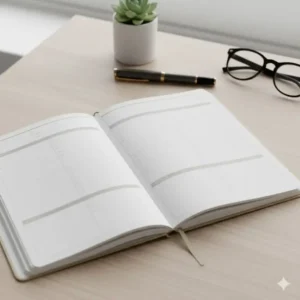 Stylish and minimal interior design of the 2026 12 month planner, appealing to students and professionals.