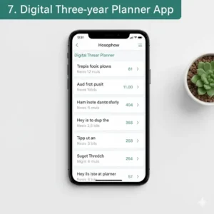 Screenshot or mockup of a digital three-year planner application interface with a clean, organized layout.