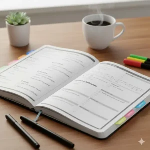 Image 8 (Illus 7): A goal-setting section in a student planner with subjects for tracking academic milestones.