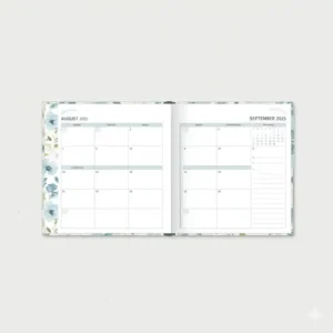 An open monthly calendar spread of the 17 month planner 2026 showing a clean and organized layout.