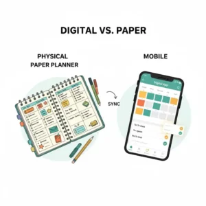 Comparing a mobile app and a physical version of the best planner for high school students.