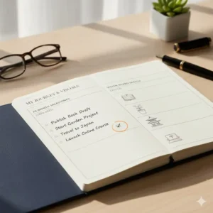 Specialized vision board and milestone tracking pages inside modern 2 year planners