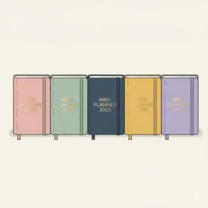 A variety of pastel color options for the new mini planner 2026 collection.