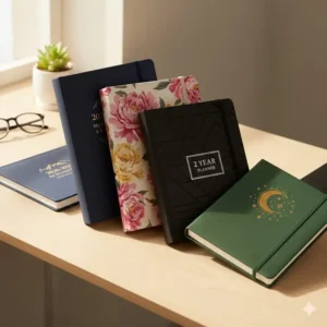 A variety of stylish cover options and textures available for high-quality 2 year planners.