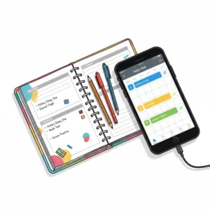 A comparison between digital apps and traditional paper high school planners.