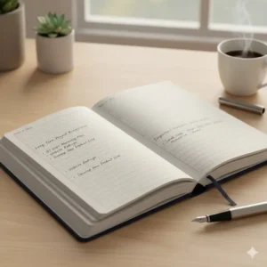 Close-up of the additional lined notes and contact pages at the back of 2 year planners.