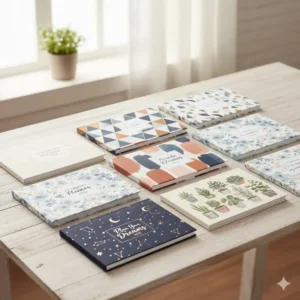 A collection of various stylish cover designs available for the 17 month planner 2026.