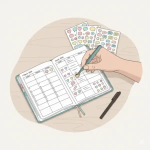 Creative planning stickers used to personalize the pages of a mini planner 2026.