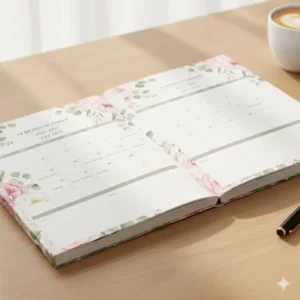 A detailed view of the monthly calendar spread inside an 18 month planner 2026 for long-term scheduling.