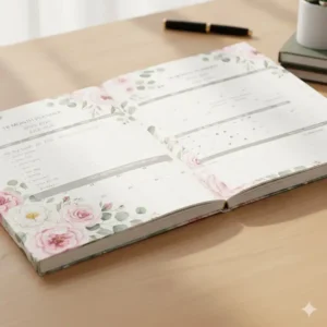 Goal setting and habit tracking pages featured in a productivity-focused 18 month planner 2026.