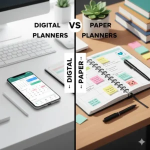 Comparing digital apps and physical paper planners for high school students.