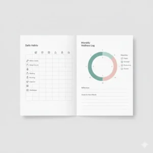 A colorful habit tracker and wellness log included in a student planner 2026 for tracking daily routines.