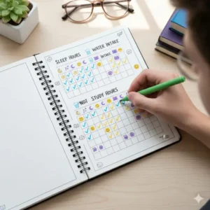 A habit tracker page found in popular planners for high school students.