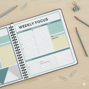 A clean and minimalist weekly focus layout for the best planners for high school students who prefer simplicity.