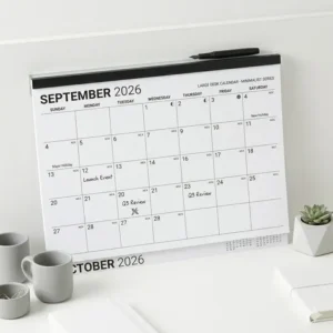 Versatile large desk calendars 2026 that can be used on a desk or wall-mounted.