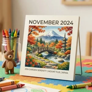 A themed desk calendar featuring stunning landscape photography from around the world.
