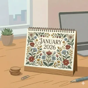 A compact mini version of monthly desk calendars 2026 designed for small home office desks.