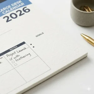 Close-up view of large desk calendars 2026 showcasing high-quality thick paper.