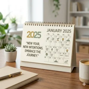 Desktop themed desk calendar with a motivational theme featuring daily inspirational quotes.