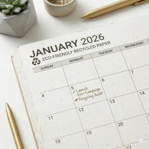 Sustainable large desk calendars 2026 made from eco-friendly recycled materials.