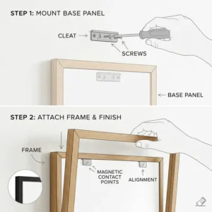 Step-by-step guide on how to securely mount a weekly calendar dry erase board to a wall.