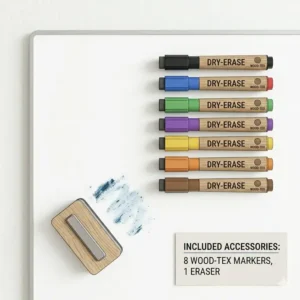 Professional accessory kit including markers and eraser for the weekly calendar dry erase board.