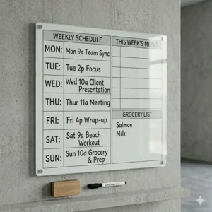 A versatile dry erase board with weekly planner that includes a dedicated section for habit tracking.