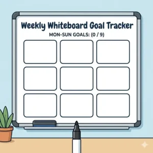 A detailed layout of a personalized weekly white board grid designed for effective habit tracking.