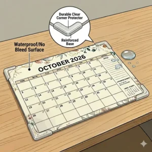 Sidebar view of a large desk calendar featuring dedicated notes and to-do list sections.