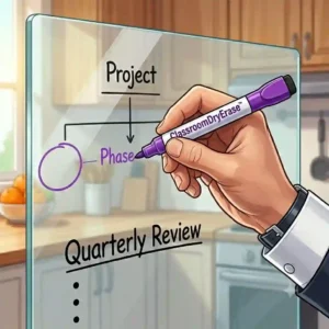 An illustration demonstrating the precise, clean lines written by fine tip magnetic dry erase markers.