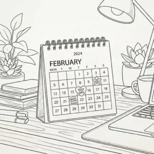 A simple line art illustration of a small calendar displaying a clean grid layout.