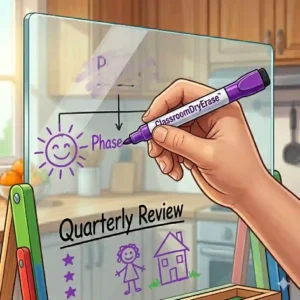 A child happily drawing on a magnetic easel using safe, low-odor magnetic dry erase markers.